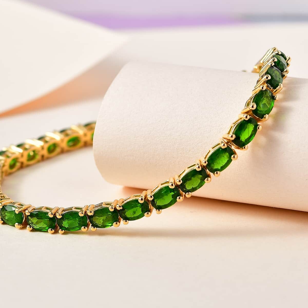 Chrome Diopside Tennis Bracelet in Vermeil Yellow Gold Over Sterling Silver 12.25 ctw Anniversary Gift  Gift for Mom, Gift For her
