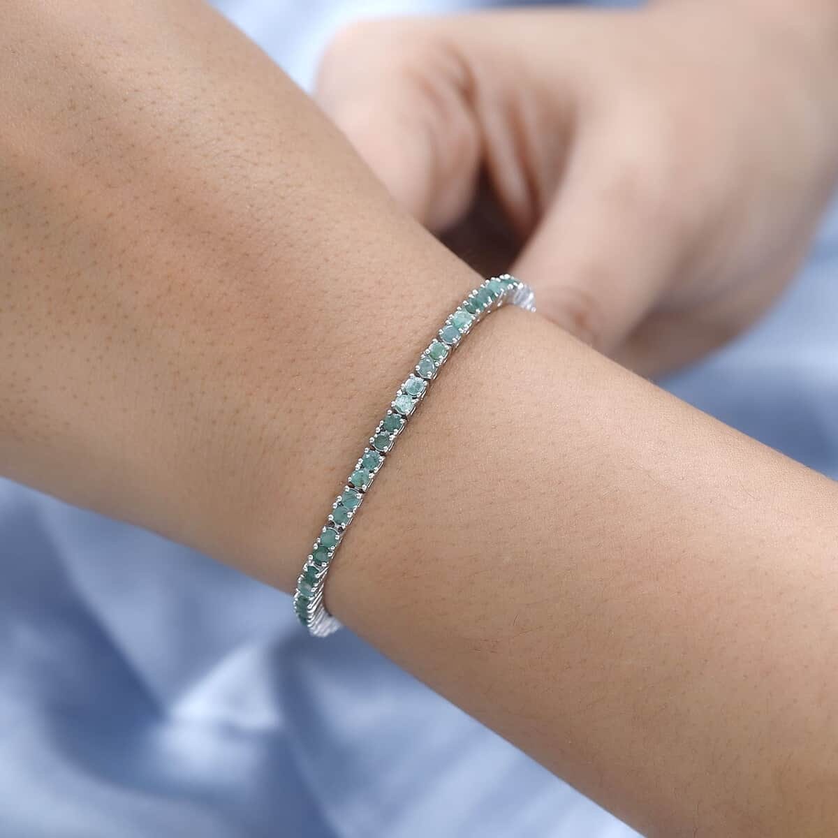 Tennis Bracelet 2.5mm Round Cut Emerald Gemstone Bracelet, Solid 14k Yellow Gold Emerald Sapphire Tennis Bracelet, Prong Set Tennis Bracelet