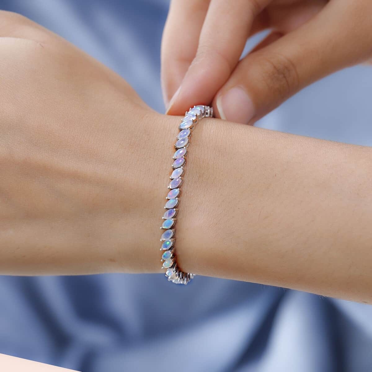 Elegant Opal Tennis Bracelet, White Opal Bracelet, October Birthstone, Dainty Opal Bracelet, Opal Bracelet Bridal Bracelet, Gift for Her