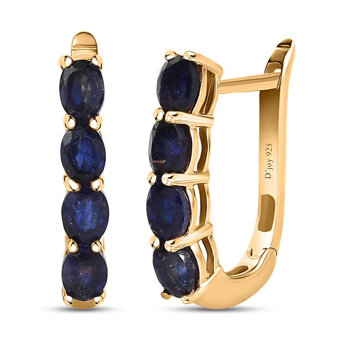 14k Solid Yellow Gold Natural Blue Sapphire Earrings, 14K Gold Earrings For Her, Hoop Minimalist Earrings, Blue Gemstone Hoops,Blue sapphire