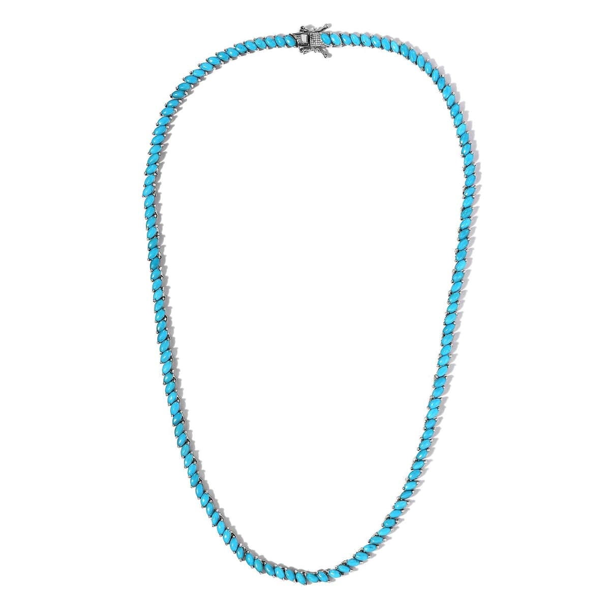 Sleeping Beauty Turquoise Tennis Necklace: Sterling Silver, 25.25 ctw
