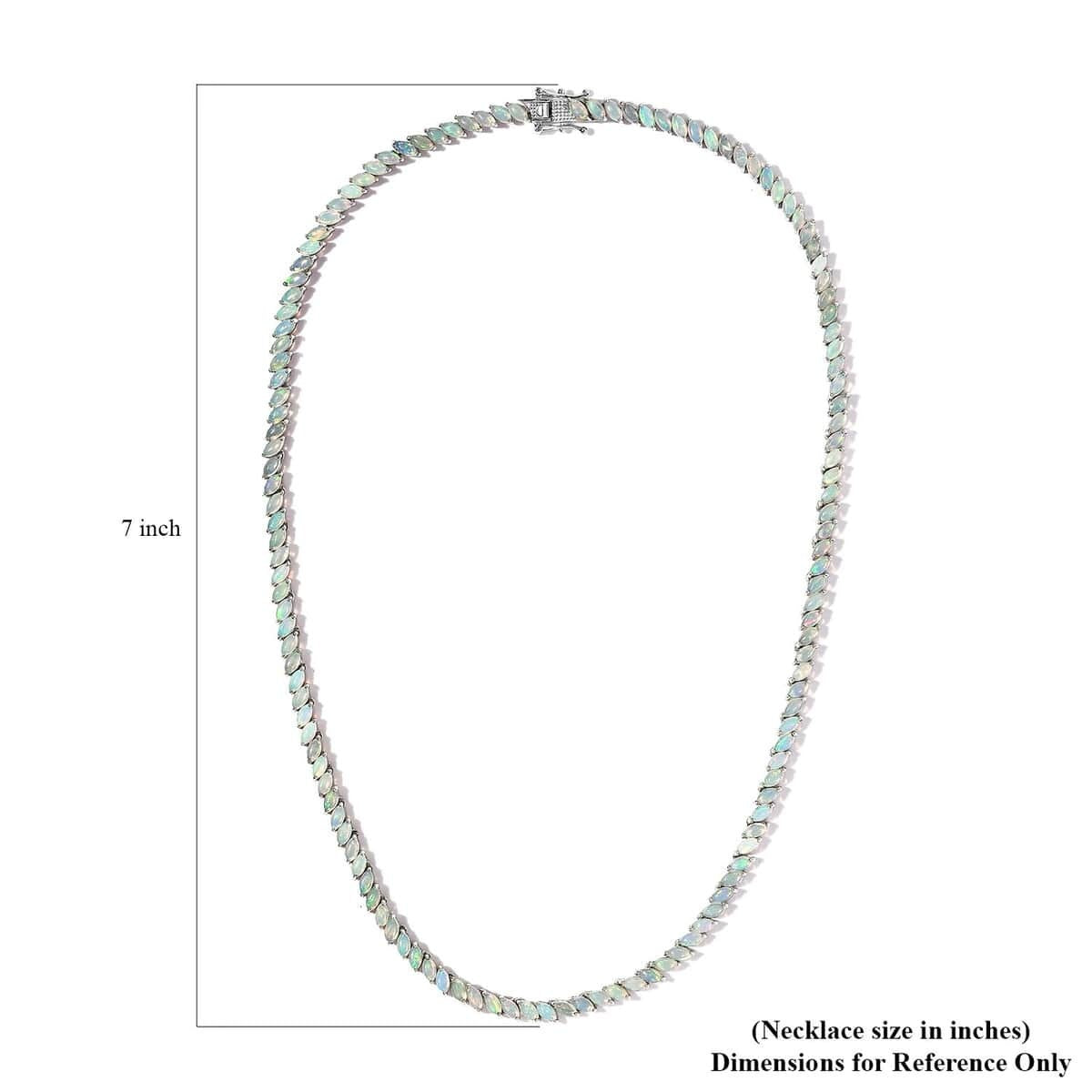 Natural Ethiopian Welo Opal Tennis Necklace, 925 Sterling Silver, October Birthstone