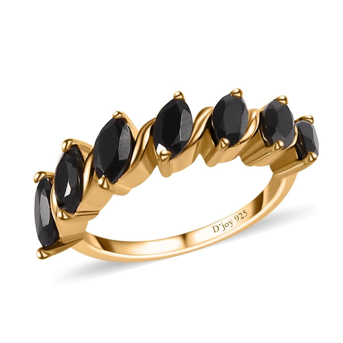 Elegant Black Spinel 7 Stone Vermeil Ring | 2.00 ctw | Ideal Gift for Mom, Anniversary Gift for Her