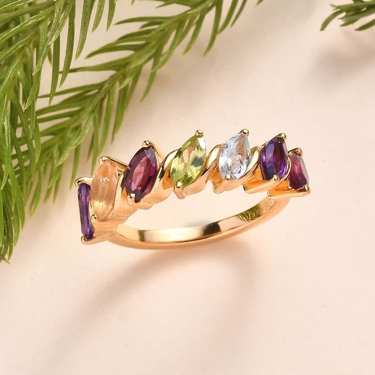 Half Eternity Multi Rainbow Sapphire Ring | Stacking Promise Band for Her | Wedding Jewelry Gift