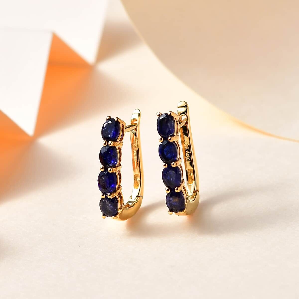 14k Solid Yellow Gold Natural Blue Sapphire Earrings, 14K Gold Earrings For Her, Hoop Minimalist Earrings, Blue Gemstone Hoops,Blue sapphire