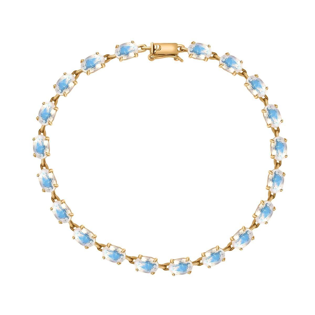 Handmade Rainbow Moonstone Tennis Bracelet - Sterling Silver - Natural Rainbow Moonstone Bracelet - Tennis Style