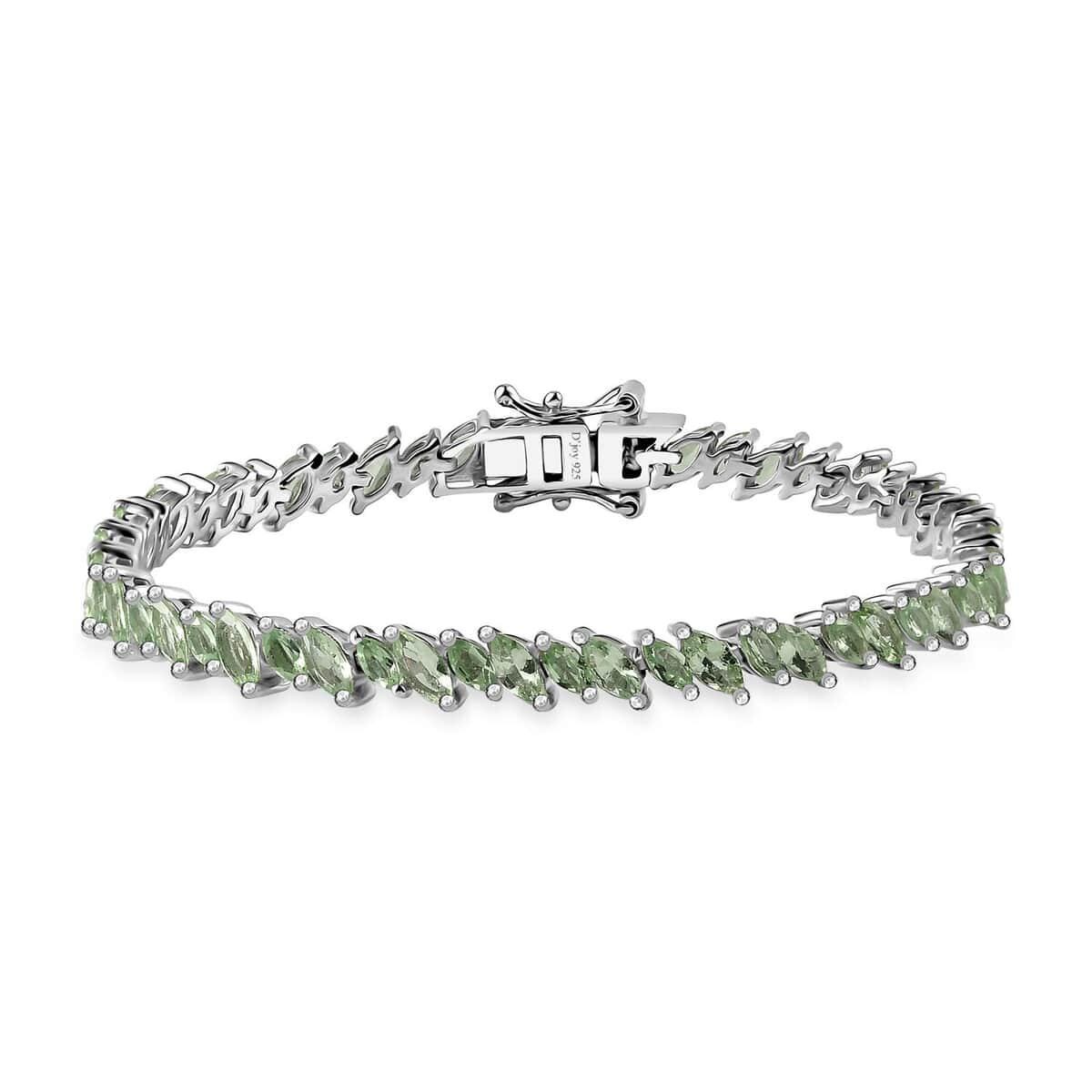 Dainty Peridot Tennis Bracelet: Sterling Silver, Gold Plated