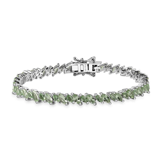Dainty Peridot Tennis Bracelet: Sterling Silver, Gold Plated