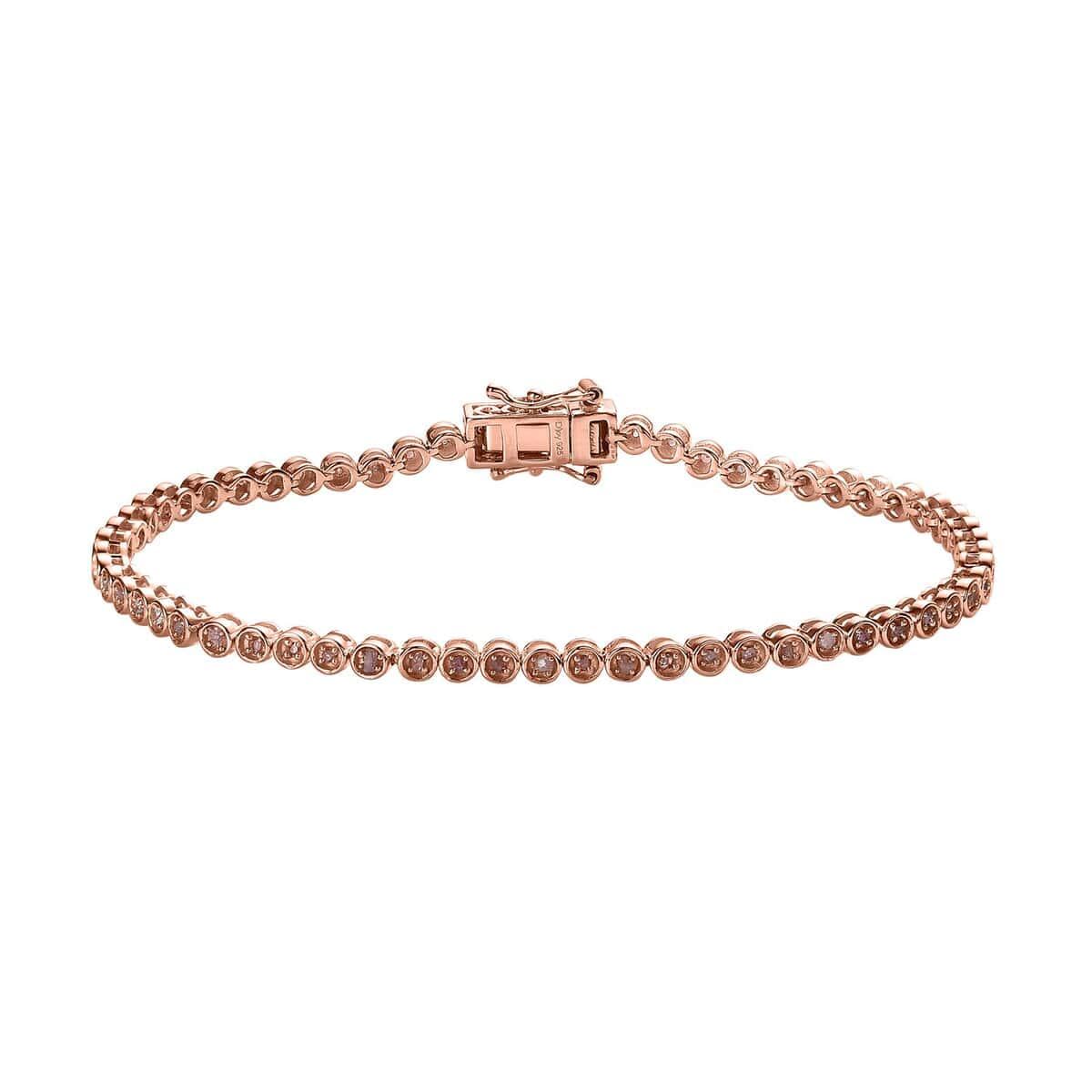Rose Gold Natural Pink Diamond Floral Tennis Bracelet, Pink Diamond Bracelet, Vermeil Rose Gold Over Sterling Silver Bracelet, Bracelets