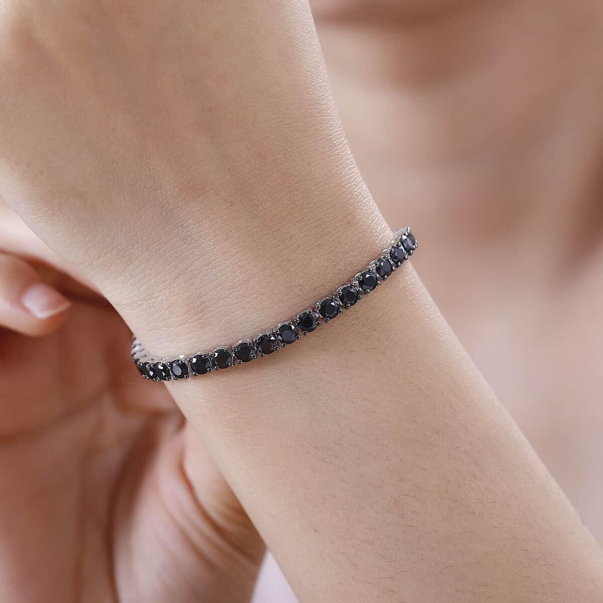 Black Spinal Tennis Bracelet: 925 Sterling Silver, 4mm Round Cut