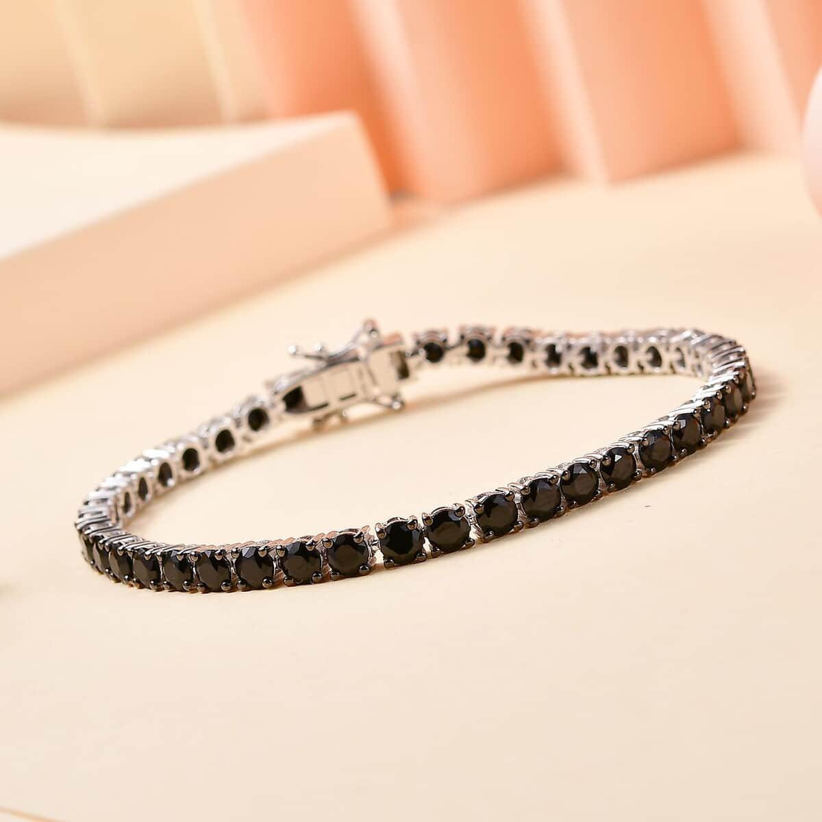 Black Spinal Tennis Bracelet: 925 Sterling Silver, 4mm Round Cut