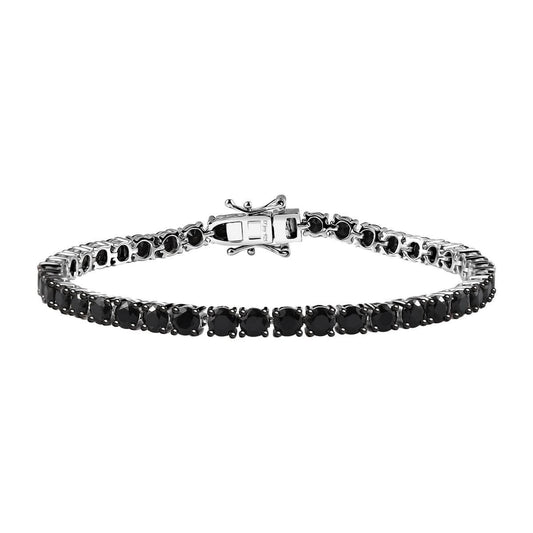 Black Spinal Tennis Bracelet: 925 Sterling Silver, 4mm Round Cut