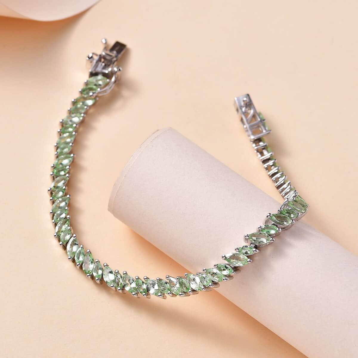 Dainty Peridot Tennis Bracelet: Sterling Silver, Gold Plated
