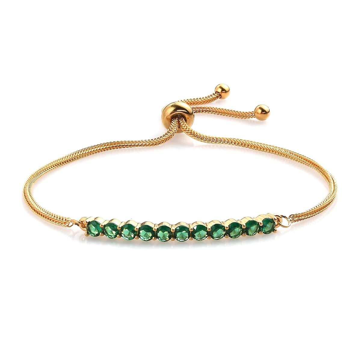 Emerald Gemstone Sterling Silver  Bolo Bracelet, Elegant May Birthstone Adjustable Bolo Bracelet for Women with Ball Clasp