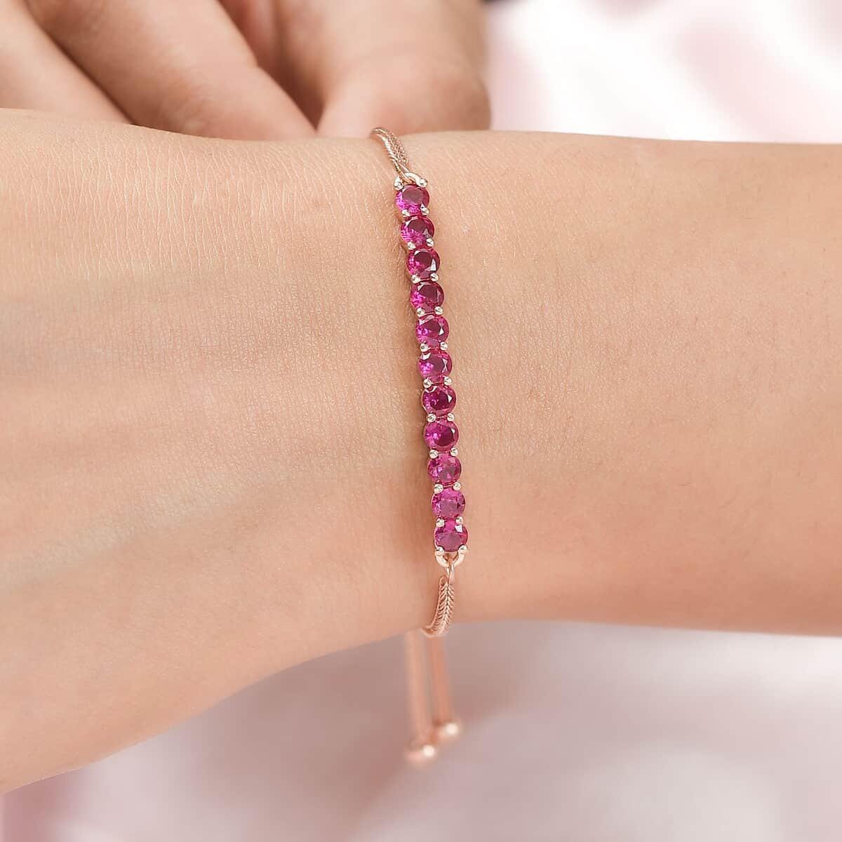 Genuine Ruby Bolo Bracelet for Her, Ruby Bracelet, Dainty Round Red Gemstone Silver Bracelet for Her, Bridesmaid Gift, Bridal Bracelet