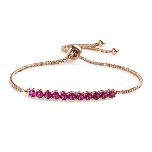 Genuine Ruby Bolo Bracelet for Her, Ruby Bracelet, Dainty Round Red Gemstone Silver Bracelet for Her, Bridesmaid Gift, Bridal Bracelet