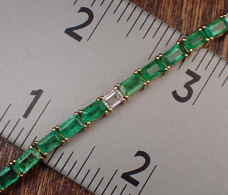Emerald Bracelet ,Diamond & Yellow Gold plated Tennis Bracelet Emerald Bracelet Crystal bracelet, Stackable Bracelet For Women gift for her