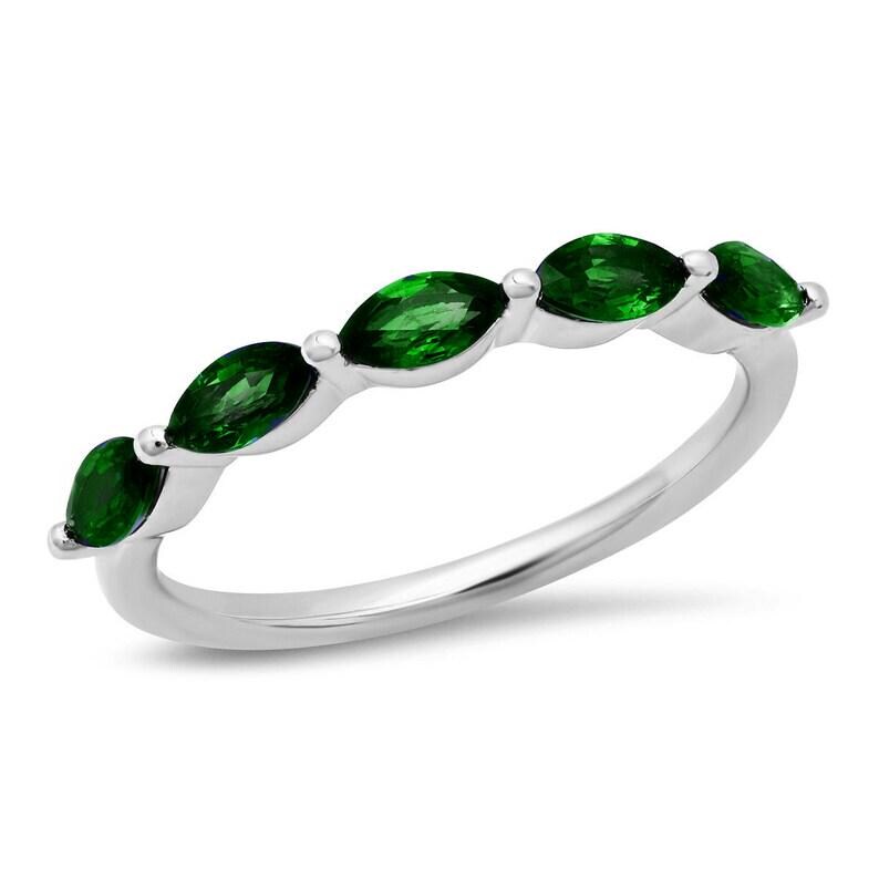 Emerald Ring. Green Emerald Eternity Band. Sterling Silver Eternity Ring. Emerald Ring. Gemstone Ring. May Birthstone Ring, gift for her
