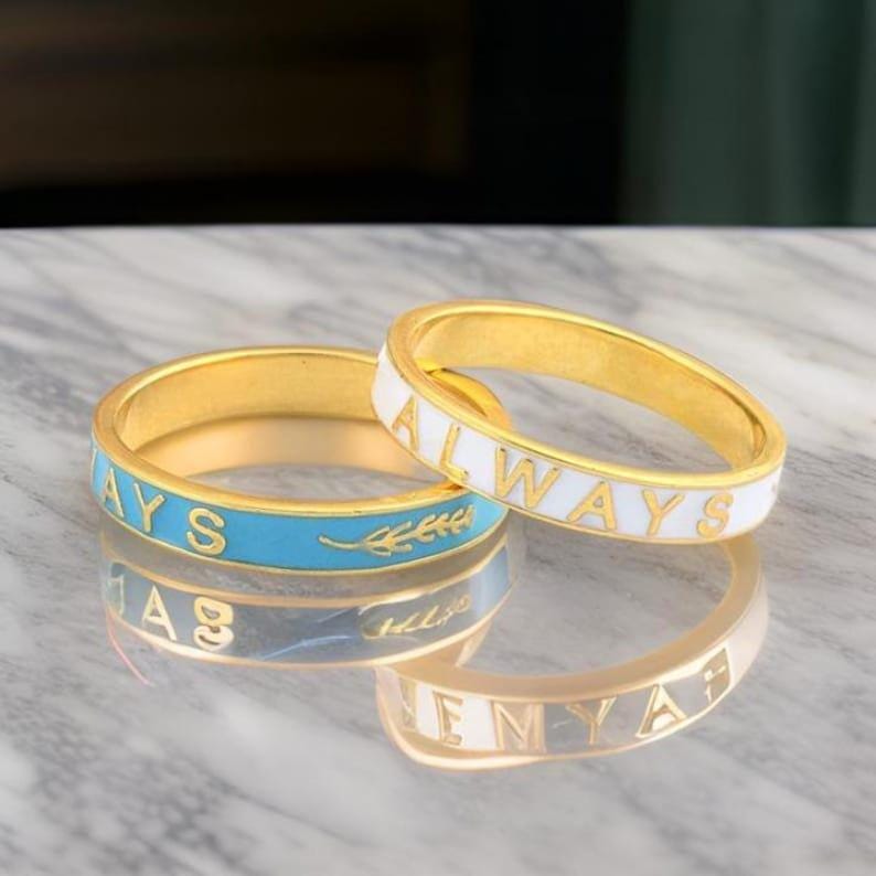 Always Ring in 925 Sterling Silver, Always Enamel Ring, Enamel Band Ring, Promise Ring, Proposal Ring, Personalized Ring, Stacking Band Ring