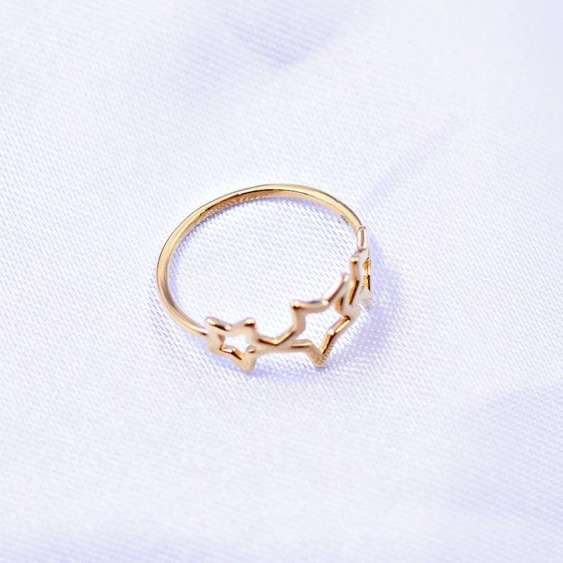 Trendy star ring, Three Stars Ring, Midi star ring, Minimalist Jewelry, Celestial Ring, Adjustable ring, Delicate ring, Christmas Ring