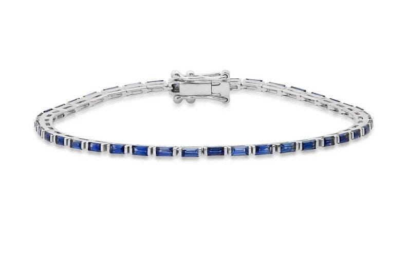 May Birthstone Bracelet | Beautiful Blue Sapphire Tennis Bracelet for Women