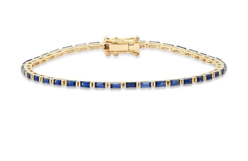 May Birthstone Bracelet | Beautiful Blue Sapphire Tennis Bracelet for Women