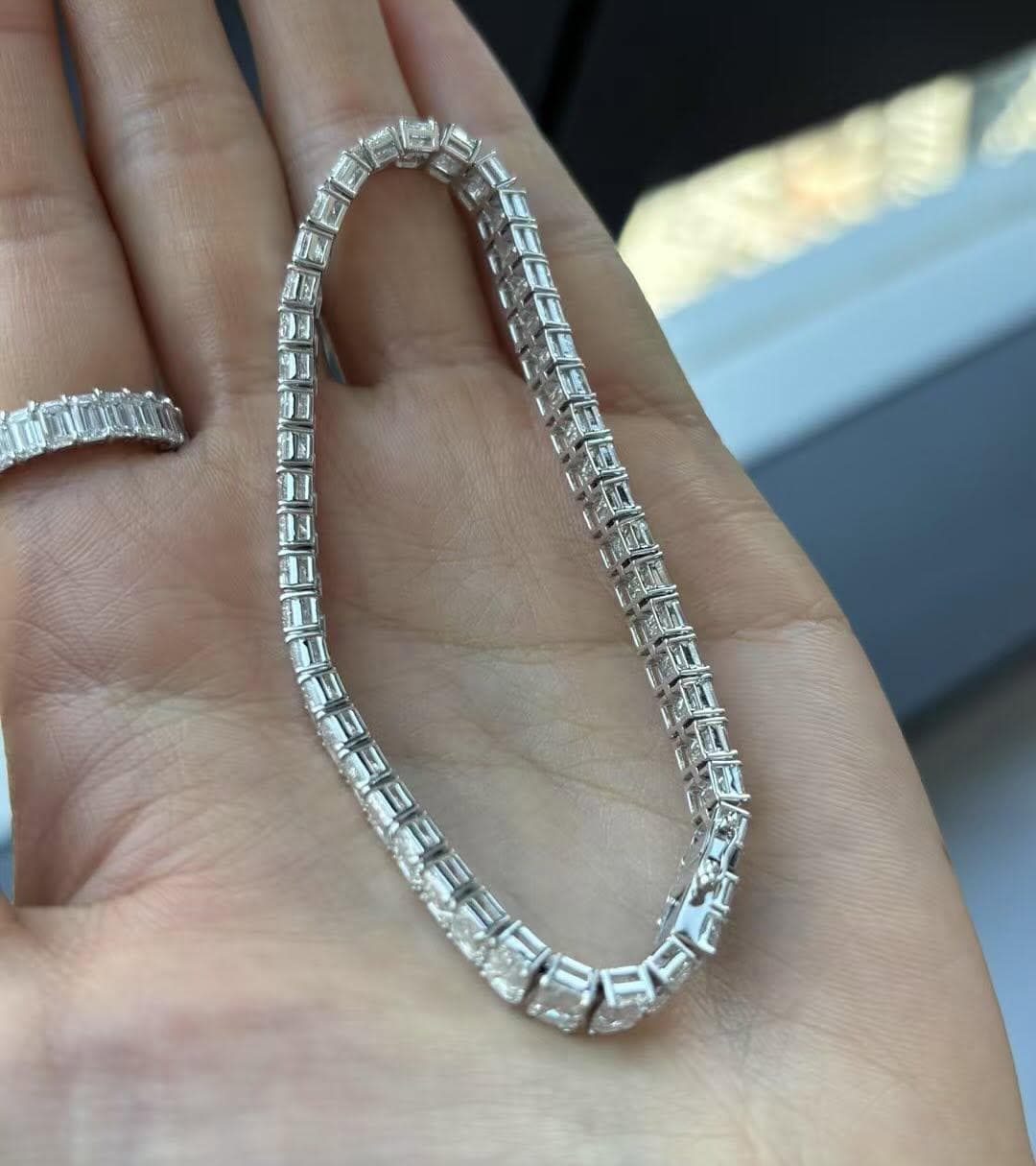 Emerald Cut moissanite Tennis Bracelet Diamond Women Men Emerald Cut 18K Plated 925 Sterling Silver Wedding Jewelry Passes Diamond Tester