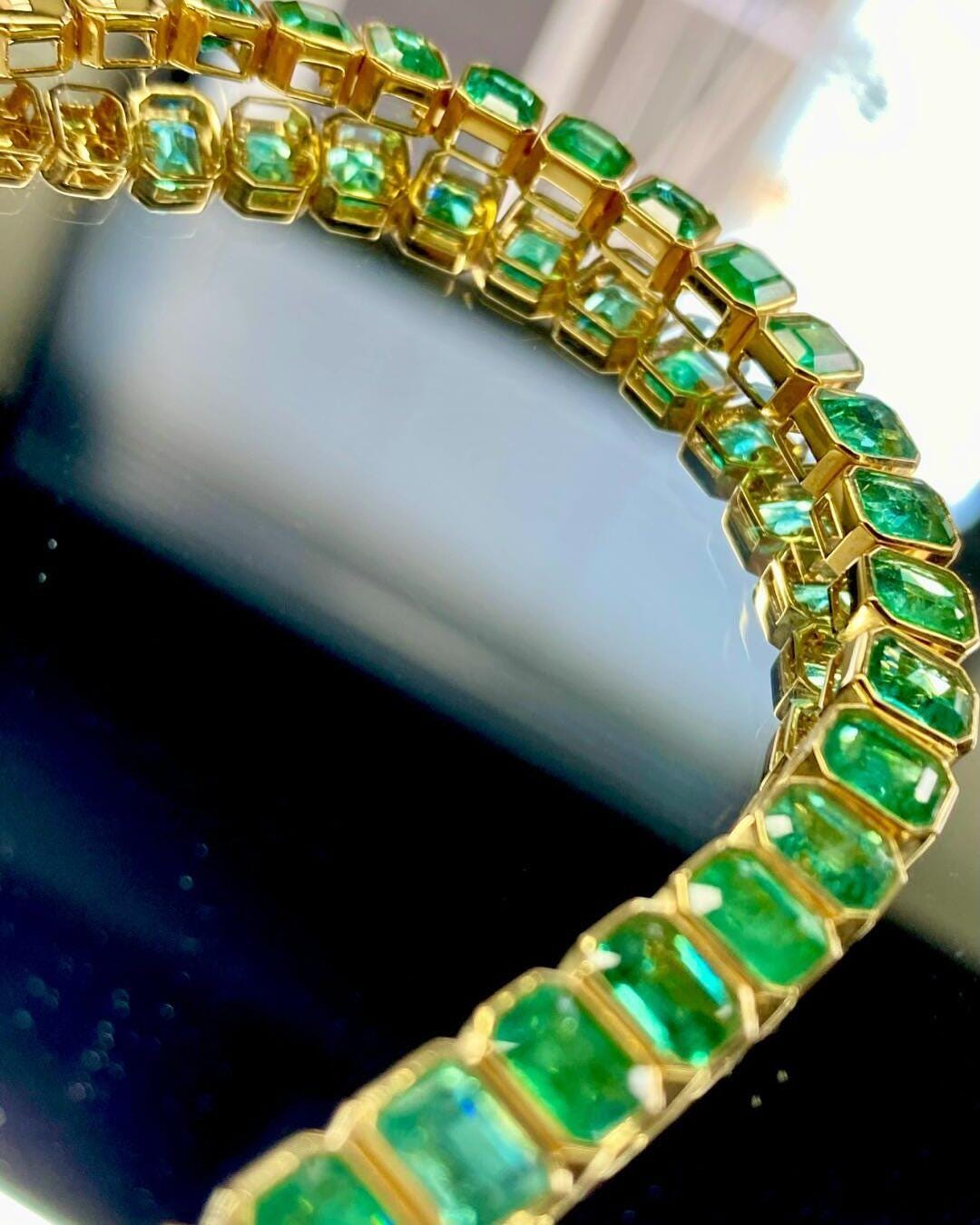 Octagon Cut Emerald Tennis Necklace, Bezel Setting Emerald Necklace,  Necklace For Mom, Grandma Gift, Initial Necklace, pregnancy gift