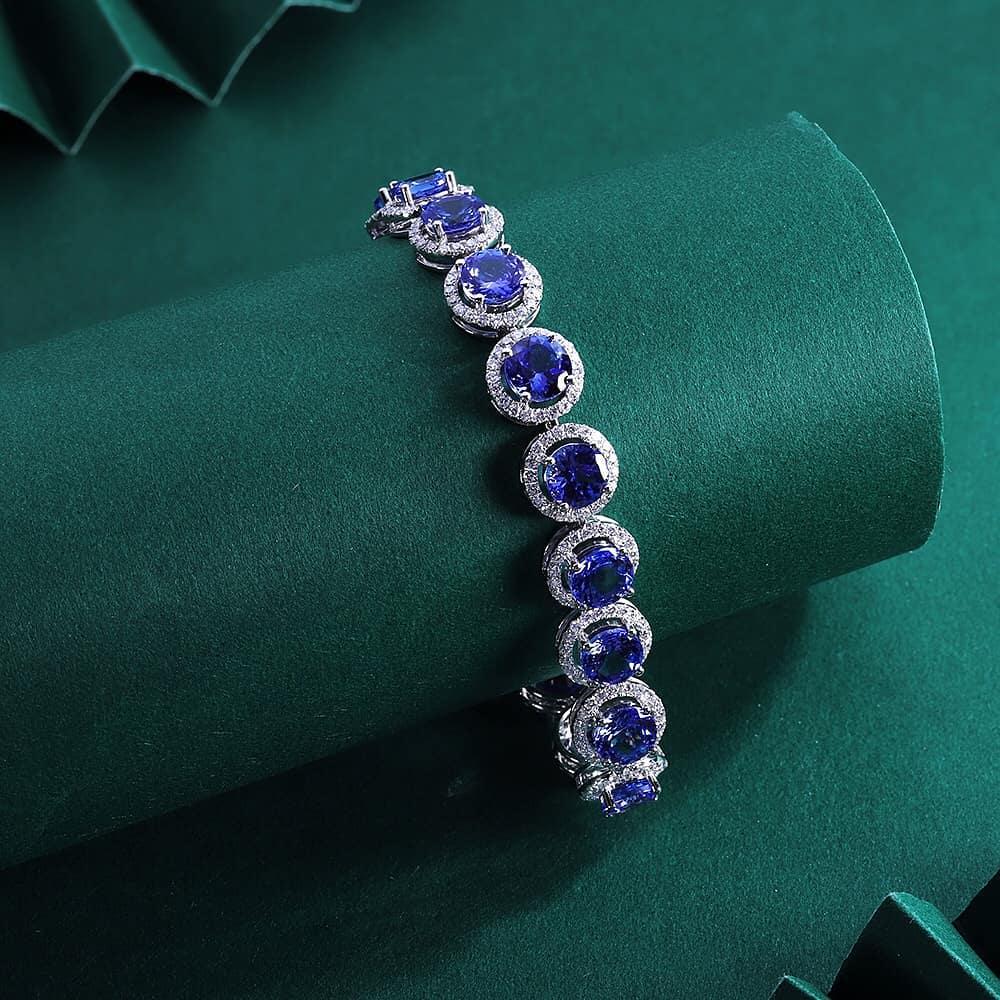 Blue Sapphire And Diamond Tennis Bracelet, Blue Sapphire Dainty Bracelet, 5mm Sapphire Tennis Bracelet, Sapphire Bracelet For Women Gift