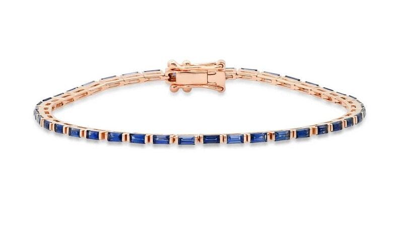 May Birthstone Bracelet | Beautiful Blue Sapphire Tennis Bracelet for Women