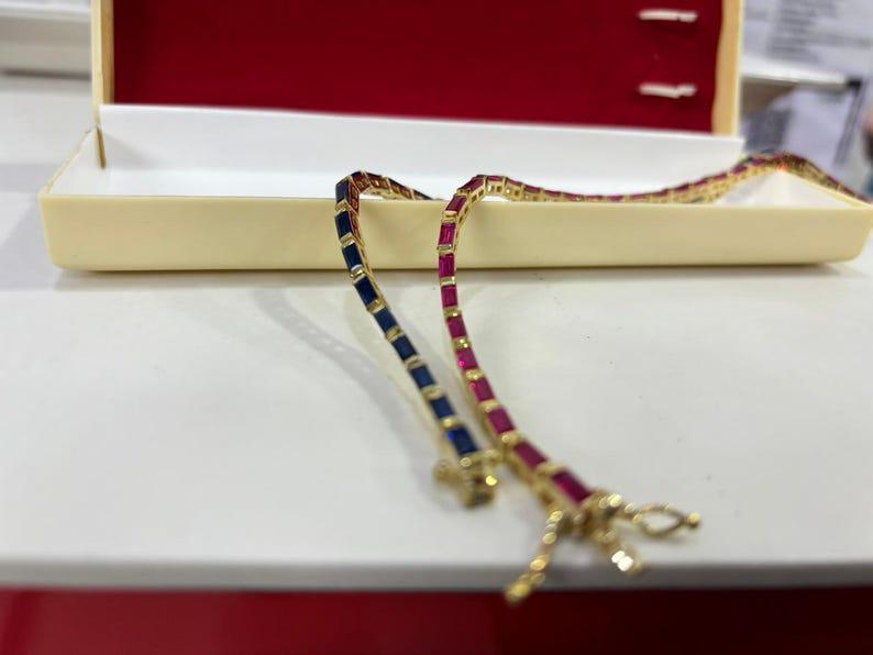 May Birthstone Bracelet | Beautiful Blue Sapphire Tennis Bracelet for Women