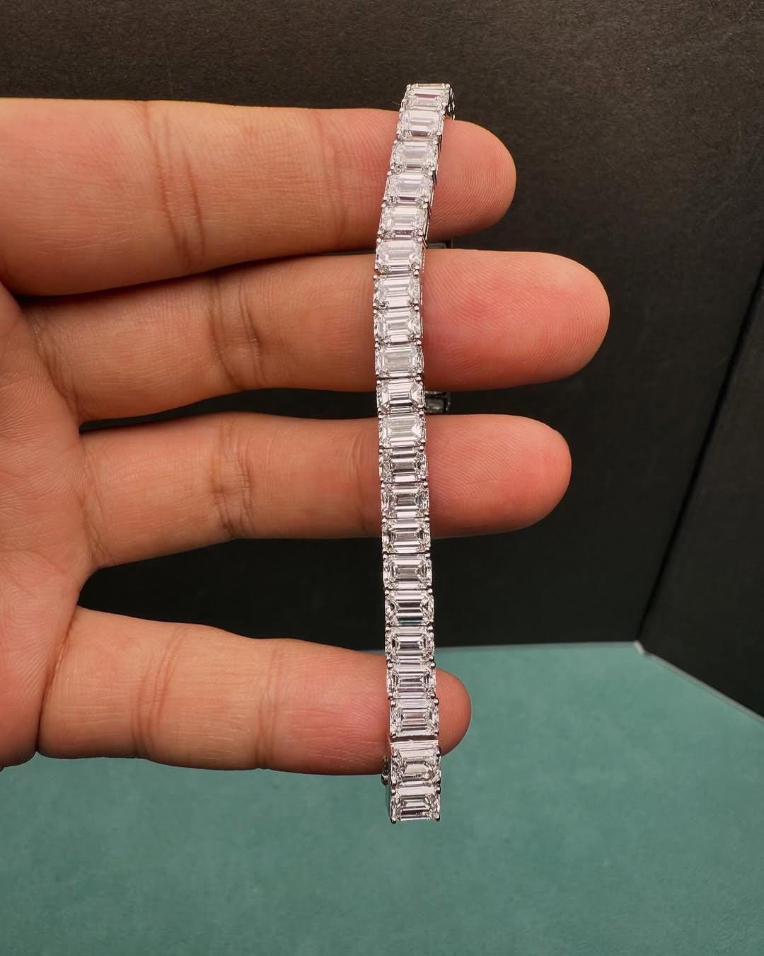 Emerald Cut moissanite Tennis Bracelet Diamond Women Men Emerald Cut 18K Plated 925 Sterling Silver Wedding Jewelry Passes Diamond Tester