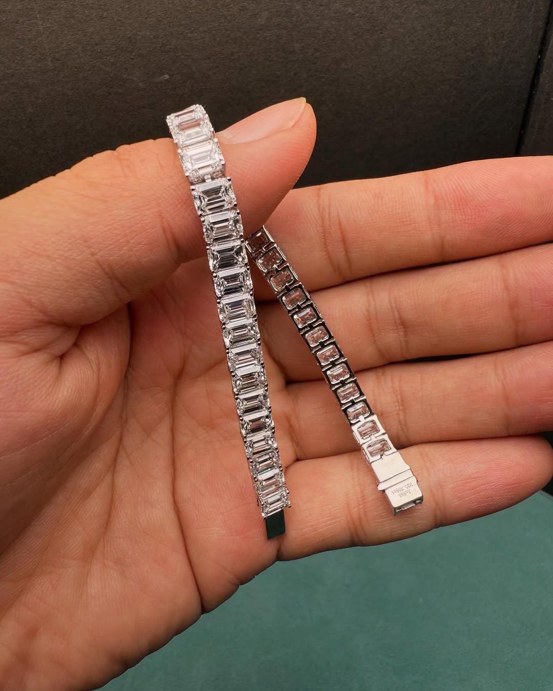 Emerald Cut moissanite Tennis Bracelet Diamond Women Men Emerald Cut 18K Plated 925 Sterling Silver Wedding Jewelry Passes Diamond Tester