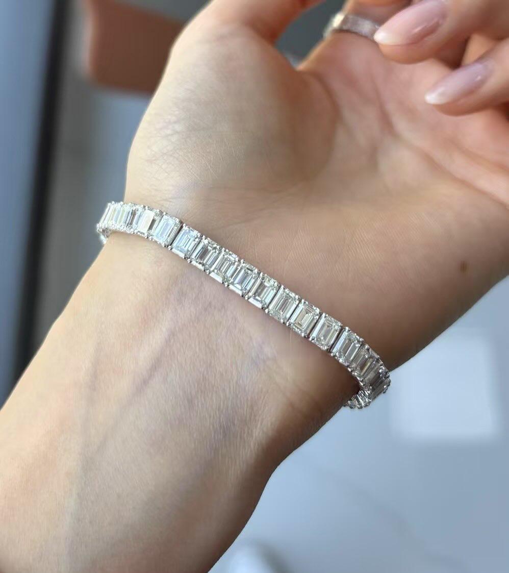 Emerald Cut moissanite Tennis Bracelet Diamond Women Men Emerald Cut 18K Plated 925 Sterling Silver Wedding Jewelry Passes Diamond Tester