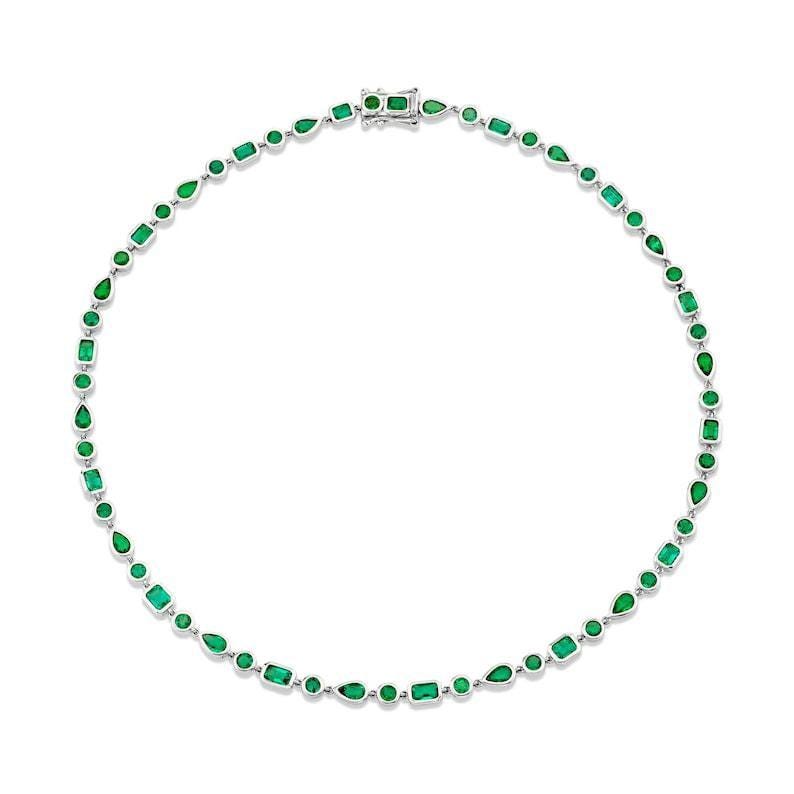 Emerald Tennis Necklace, Bezel Setting Emerald Necklace,  Necklace For Mom, Grandma Gift, Initial Necklace, pregnancy gift, gift for her