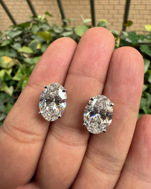 Oval Mossnitate Stud Earring, Moissanite Solitaire Stud Push Back Earrings, Anniversary Gift, Gift For Her, Dainty Diamond Stud Earring