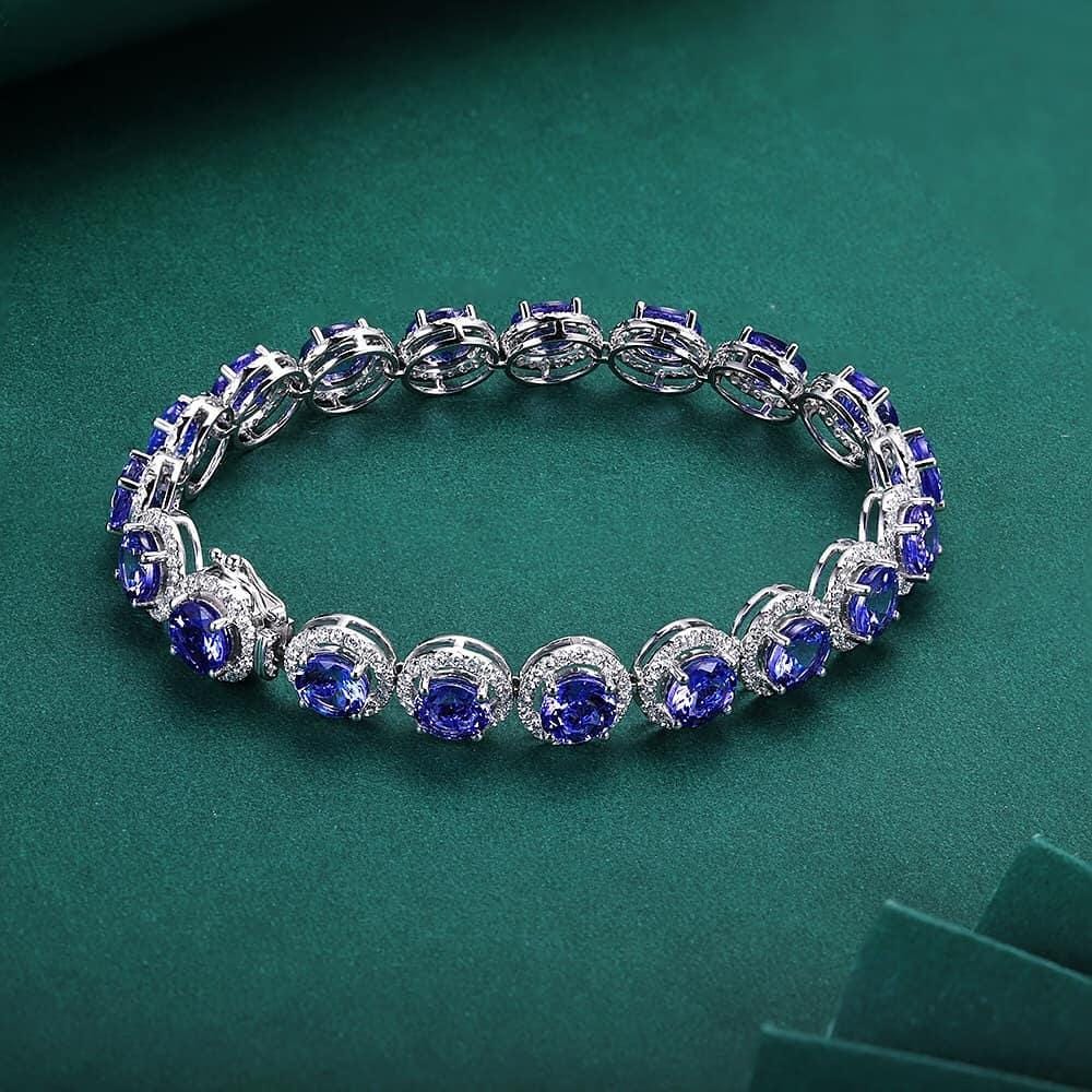 Blue Sapphire And Diamond Tennis Bracelet, Blue Sapphire Dainty Bracelet, 5mm Sapphire Tennis Bracelet, Sapphire Bracelet For Women Gift
