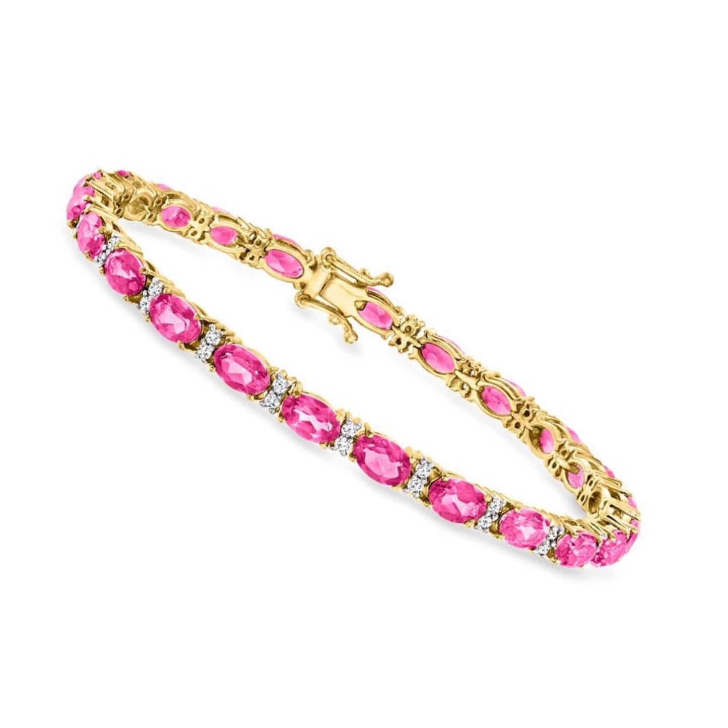 Pink Sapphire Tennis Bracelet: 18K Gold Vermeil Sterling Silver