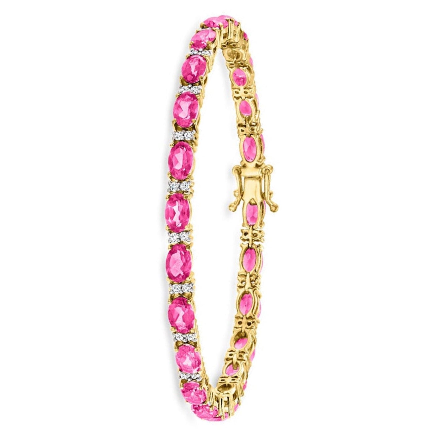 Pink Sapphire Tennis Bracelet: 18K Gold Vermeil Sterling Silver