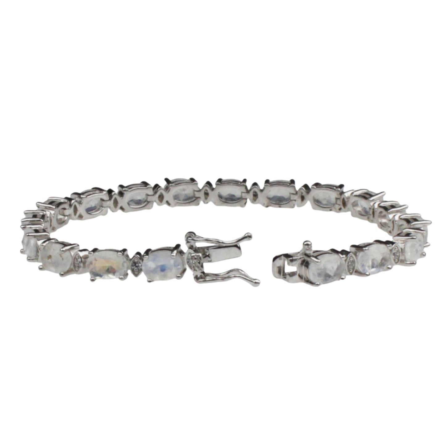Moonstone Tennis Bracelet: 925 Sterling Silver, June Birthstone