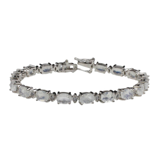 Moonstone Tennis Bracelet: 925 Sterling Silver, June Birthstone