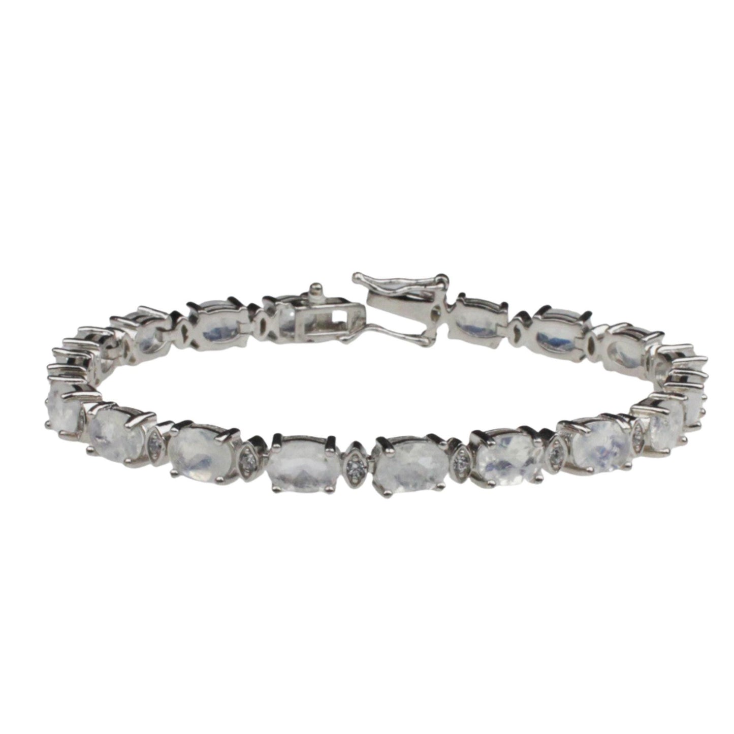 Moonstone Tennis Bracelet: 925 Sterling Silver, June Birthstone