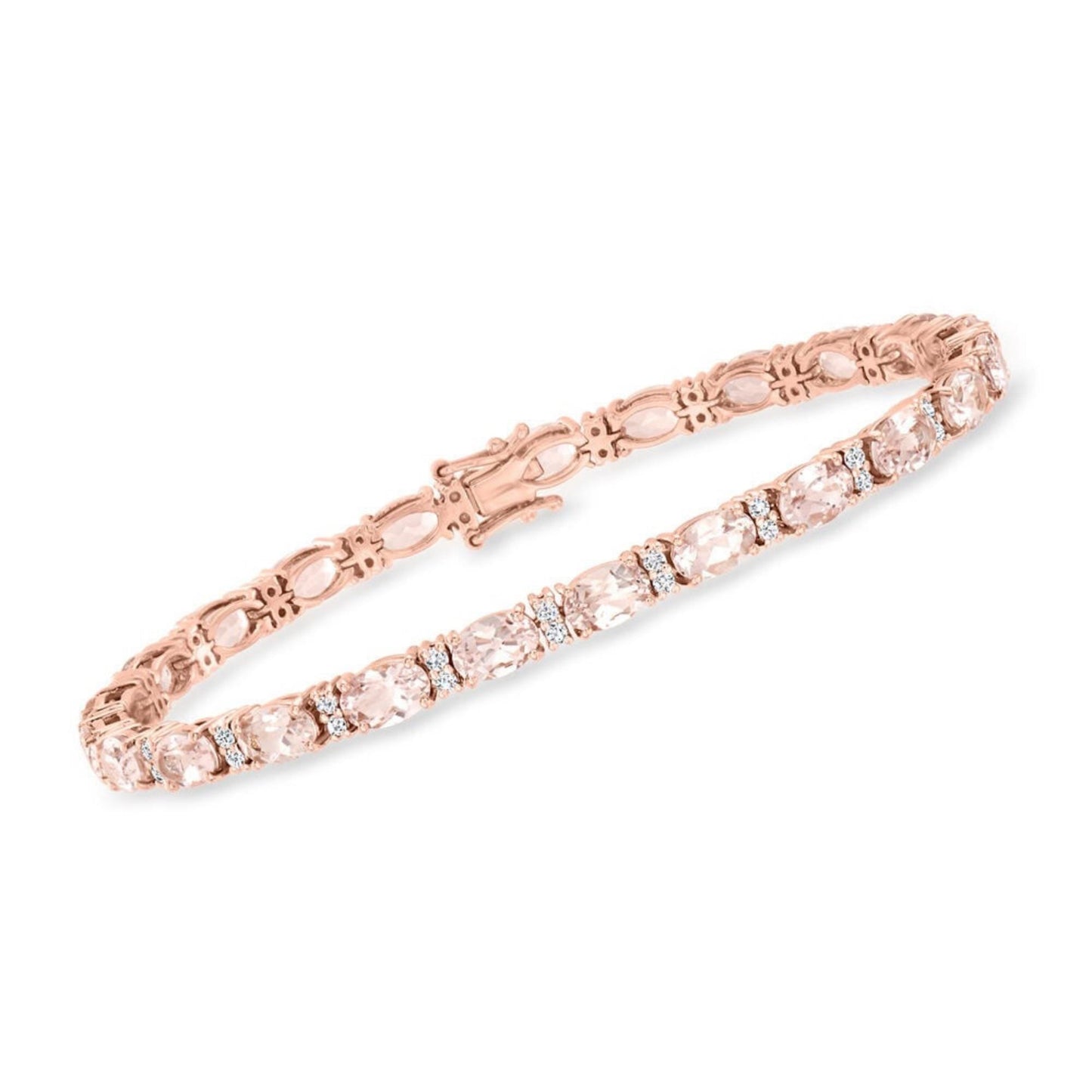 Rose Gold Morganite Tennis Bracelet: Sterling Silver Dainty Jewelry