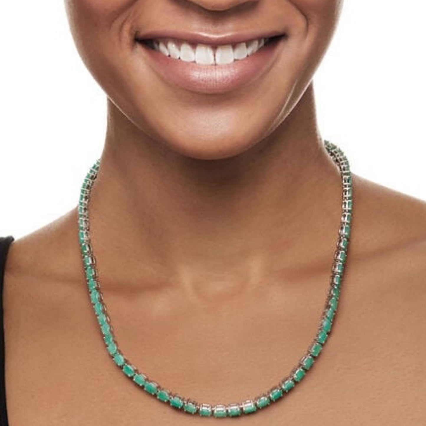 Natural Emerald Ovalcut Gemstone 14k Gold Handmade Tennis Necklace/Emerald necklace /Birthday /Christmas/Engagement/Gift For Anniversary