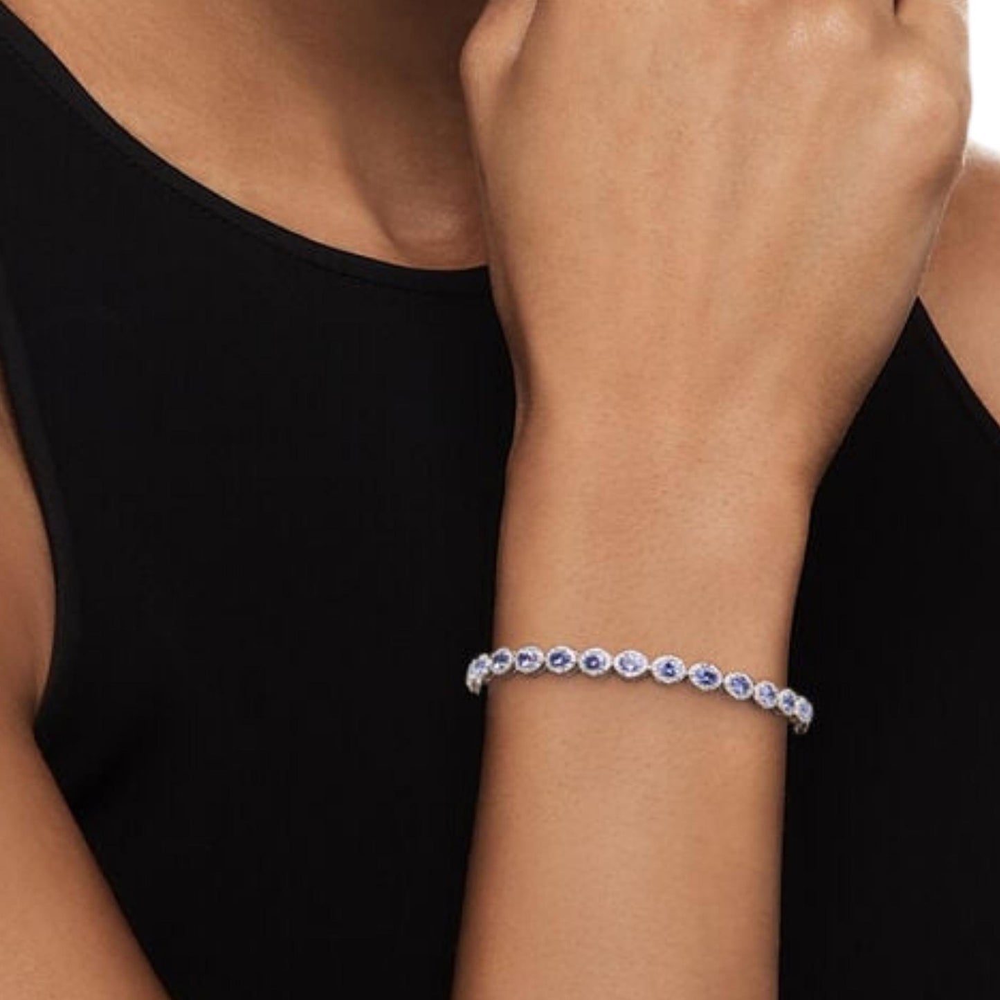 Tanzanite & Diamond Bracelet: Sterling Silver Gemstone Tennis Bracelet
