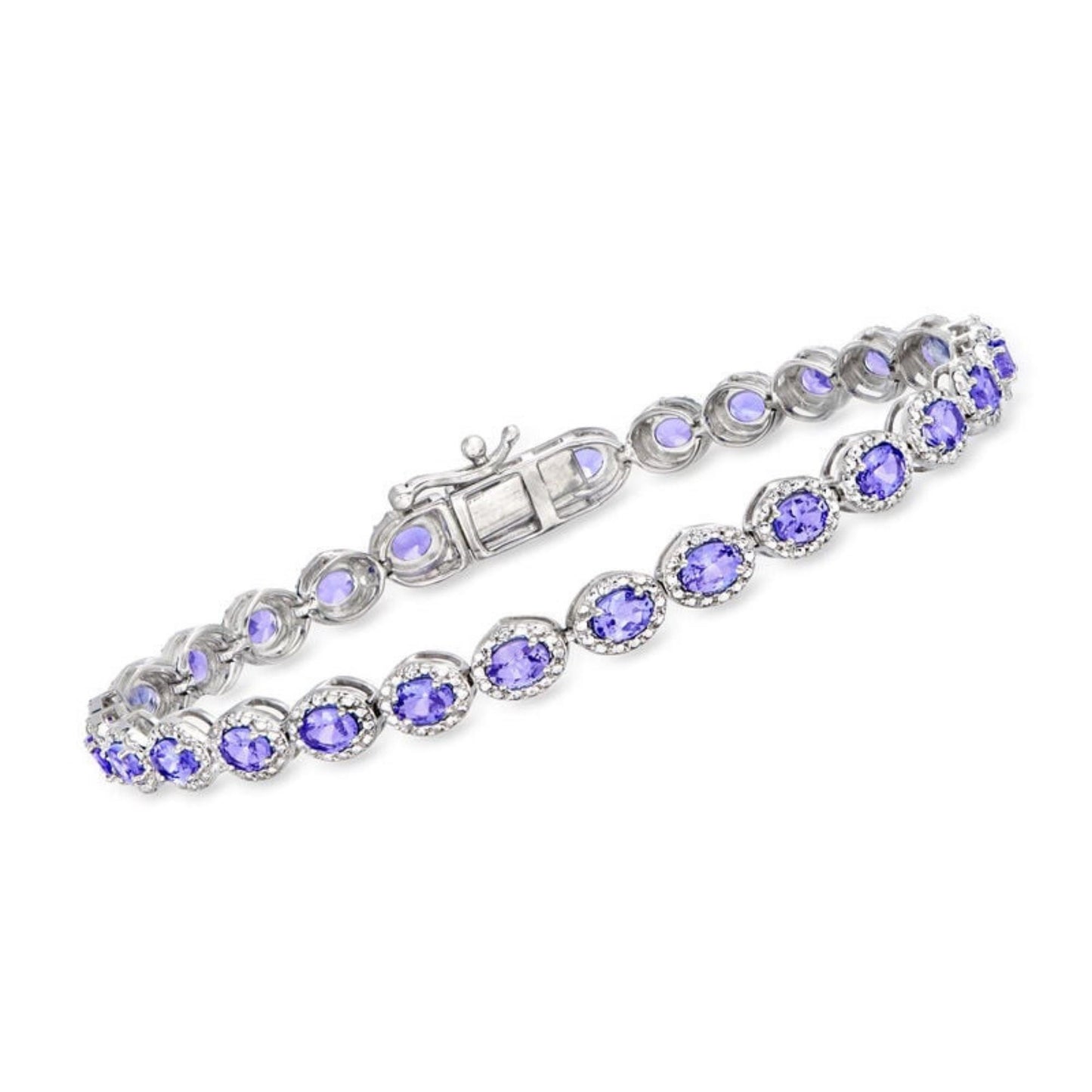Tanzanite & Diamond Bracelet: Sterling Silver Gemstone Tennis Bracelet