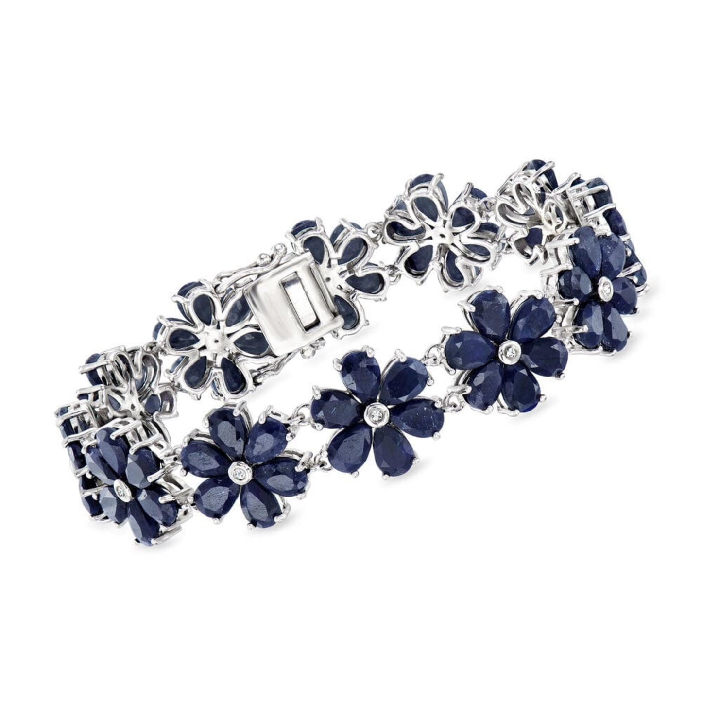 Ceylon Blue Sapphire Tennis Bracelet: Sterling Silver, 10k/14k Gold, Pear Cut