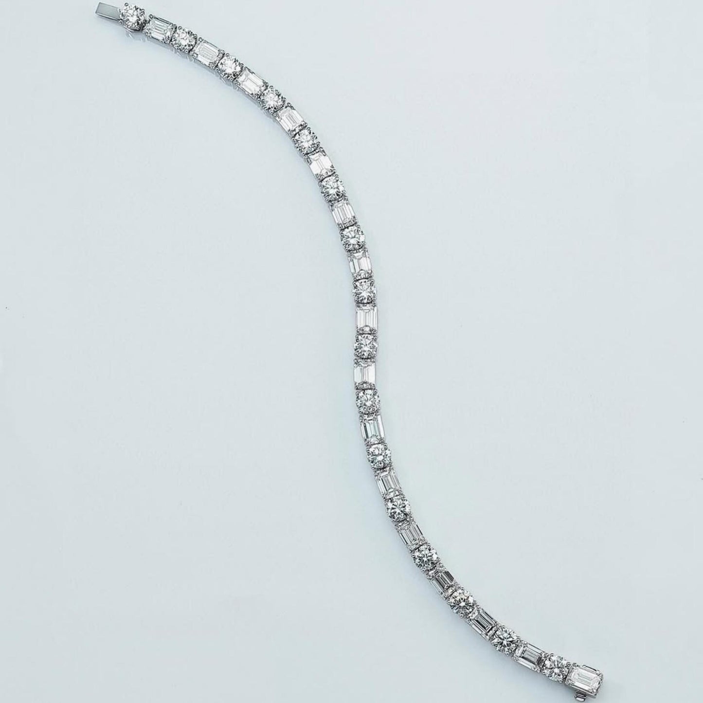 Emerald Cut Moissanite Tennis Bracelet: Sterling Silver Baguette Bridal Jewelry