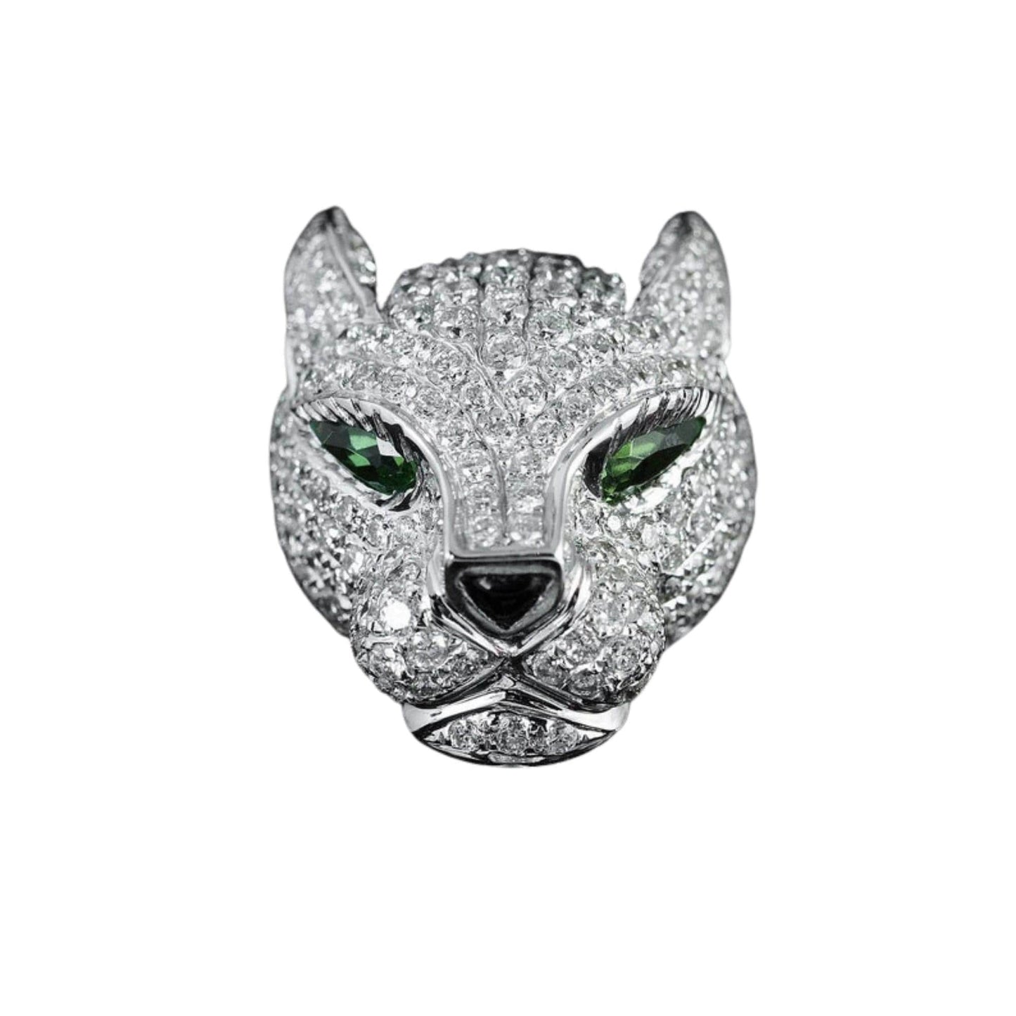 Sterling Silver Panther Bangle: Diamond Accent Animal Cuff Bracelet