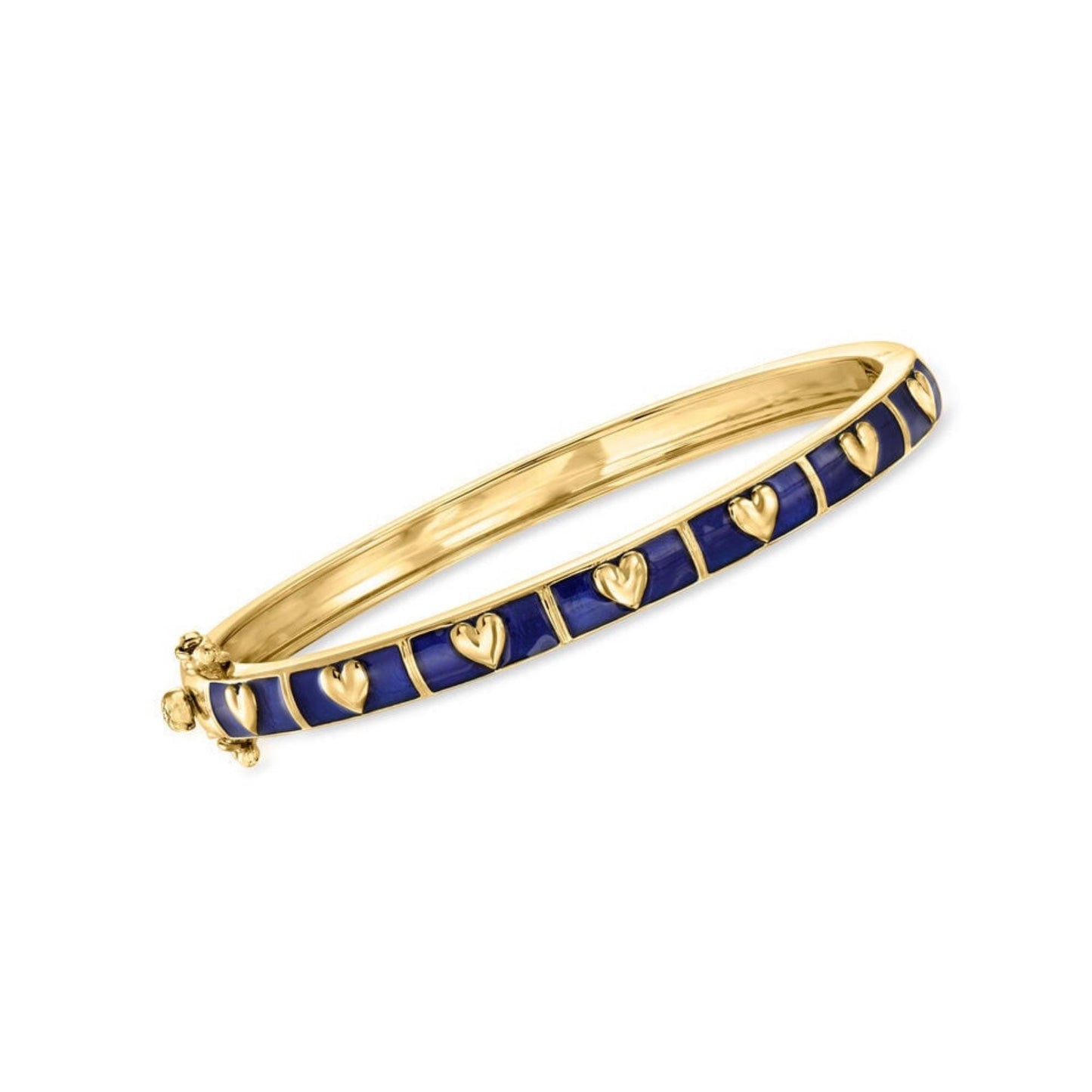 Gold Plated Heart Enamel Bangle: Sterling Silver Stackable Cuff
